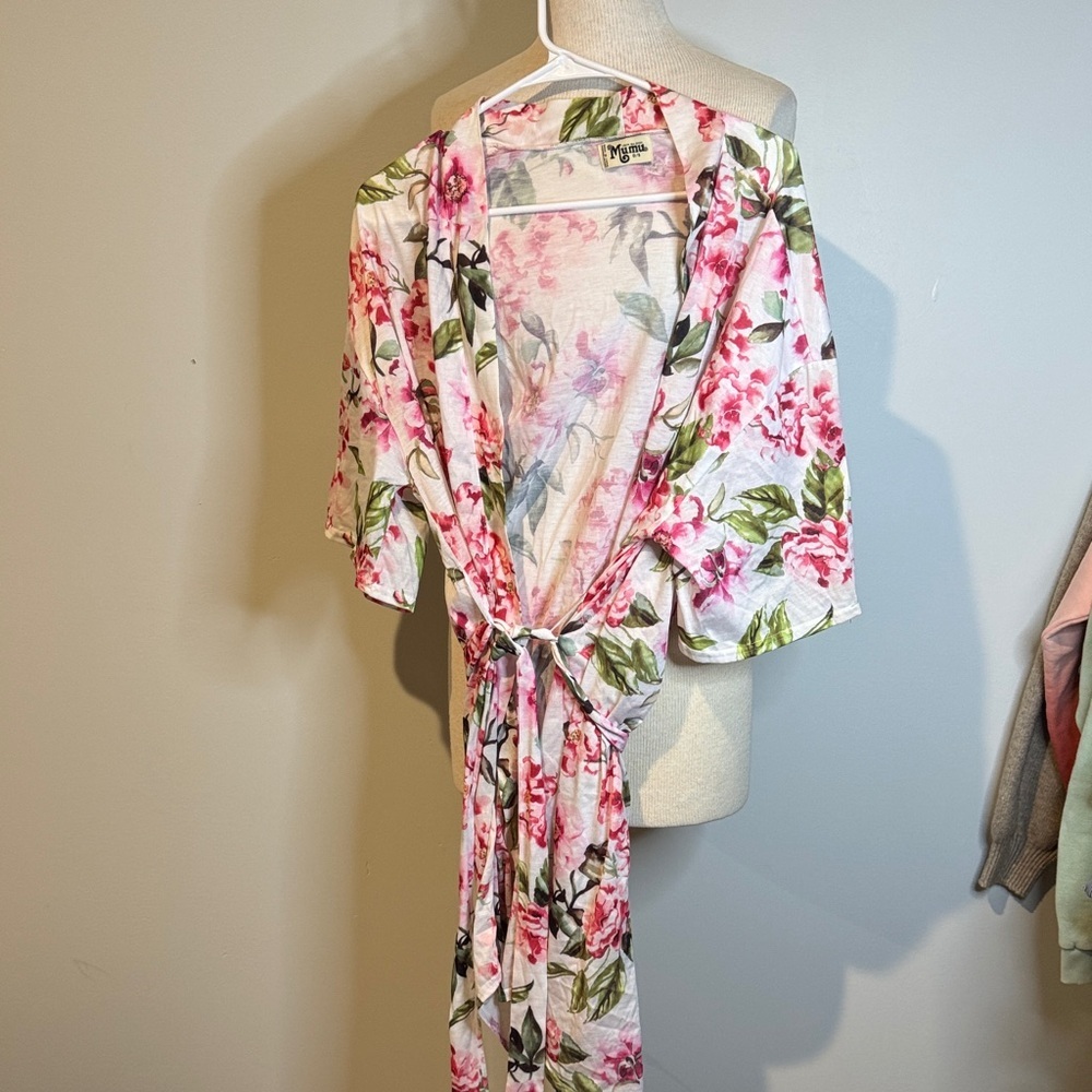 Show Me Your MuMu Pink and Green Floral Robe